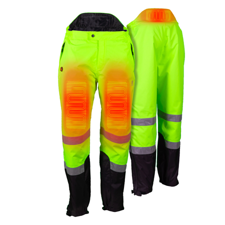 Men's Hi Viz Yellow/Black Heated Rain Pant, Bluetooth, 2X, 7.4V -  MOBILE WARMING, MWUP15100620